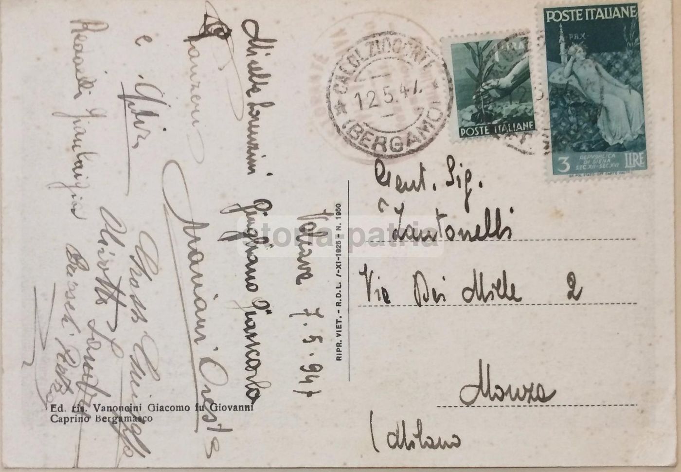 Cartolina Valcava Bergamo 1947 Con Autografi Panoramica Montana
