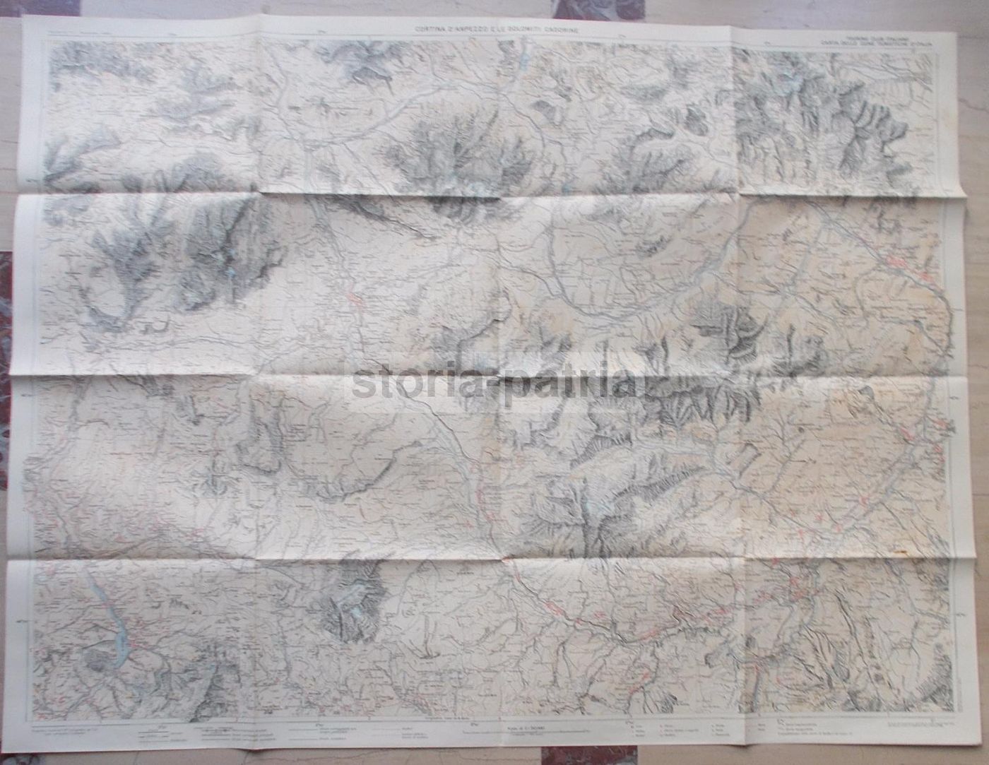 Mappa Cortina d'Ampezzo E Dolomiti Cadorine, TCI, 1928