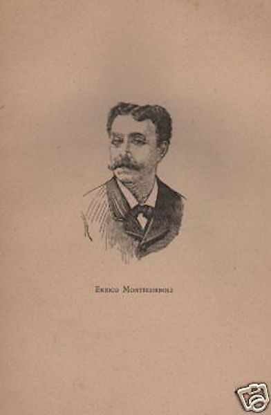 Ritratto Di Enrico Montecorboli, Stampa Originale, Fine '800