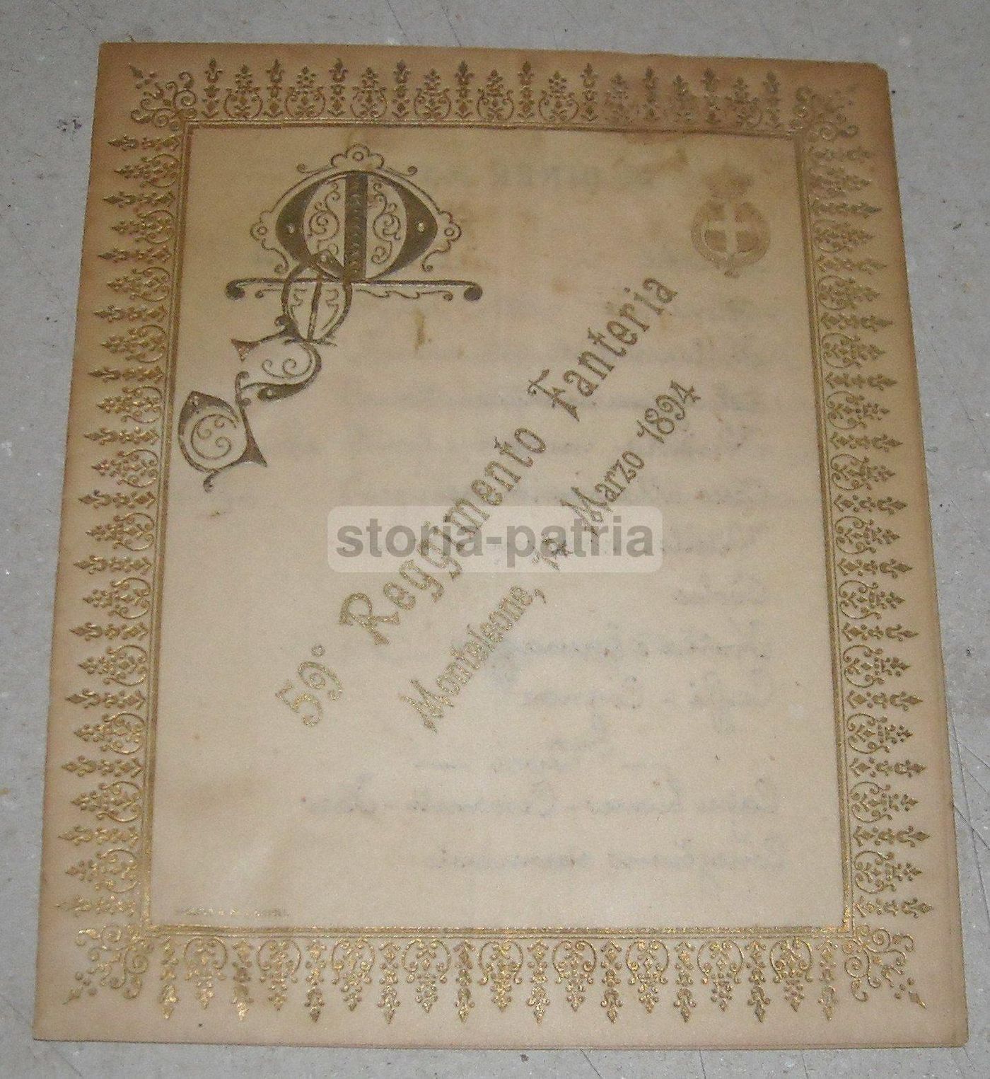 Menu Storico 1894: 59° Reggimento Fanteria Monteleone, Casa Savoia