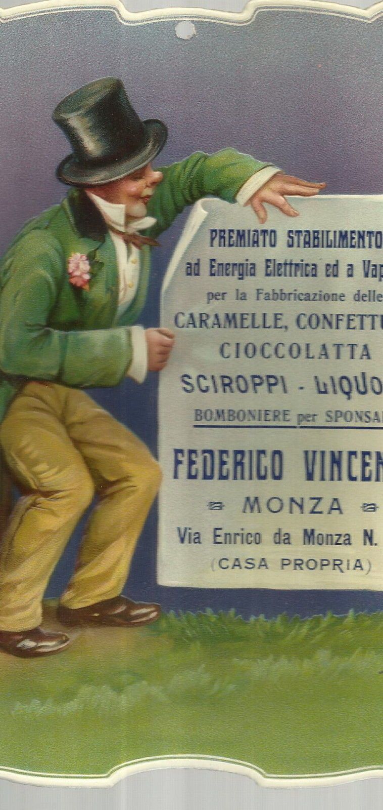 Pubblicità Ditta Vincenti Monza: Caramelle E Confetture, 1900