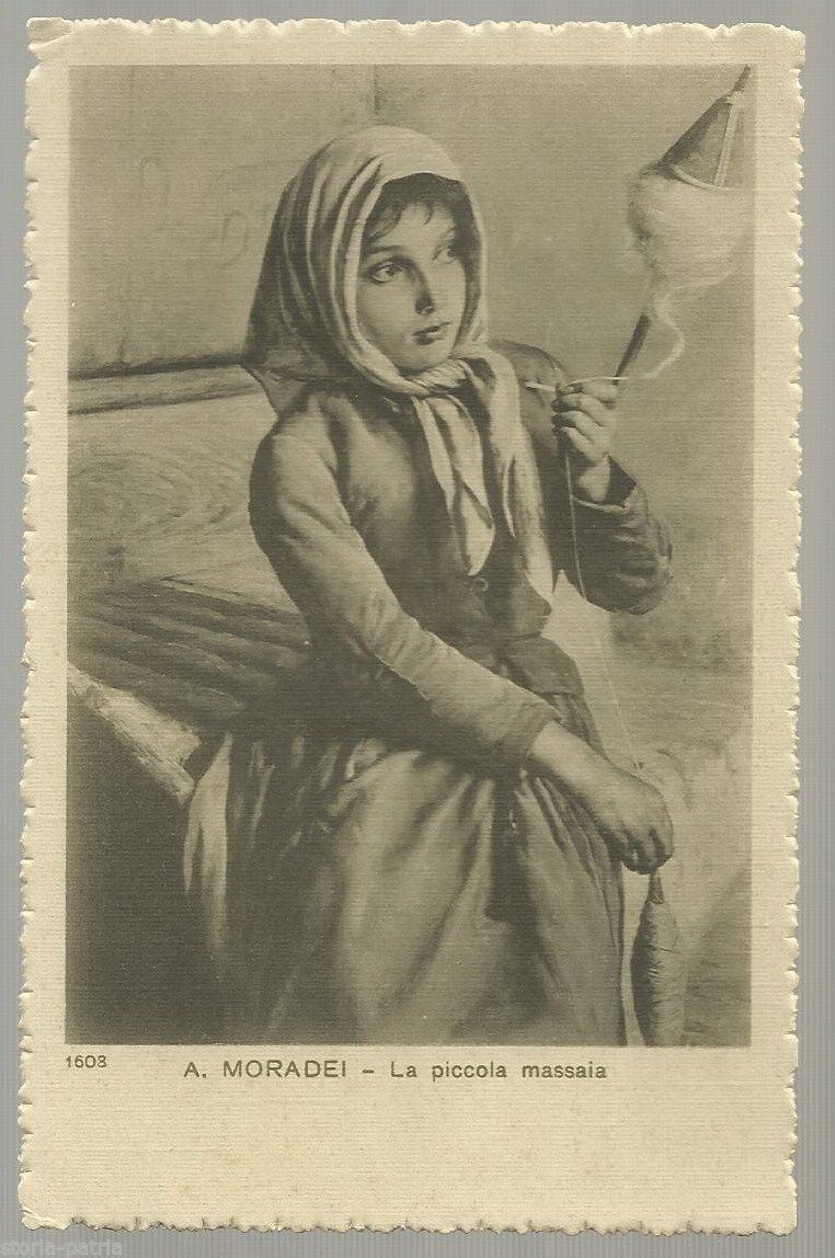 Cartolina d'Epoca Arturo Moradei: La Piccola Massaia, Primo '900