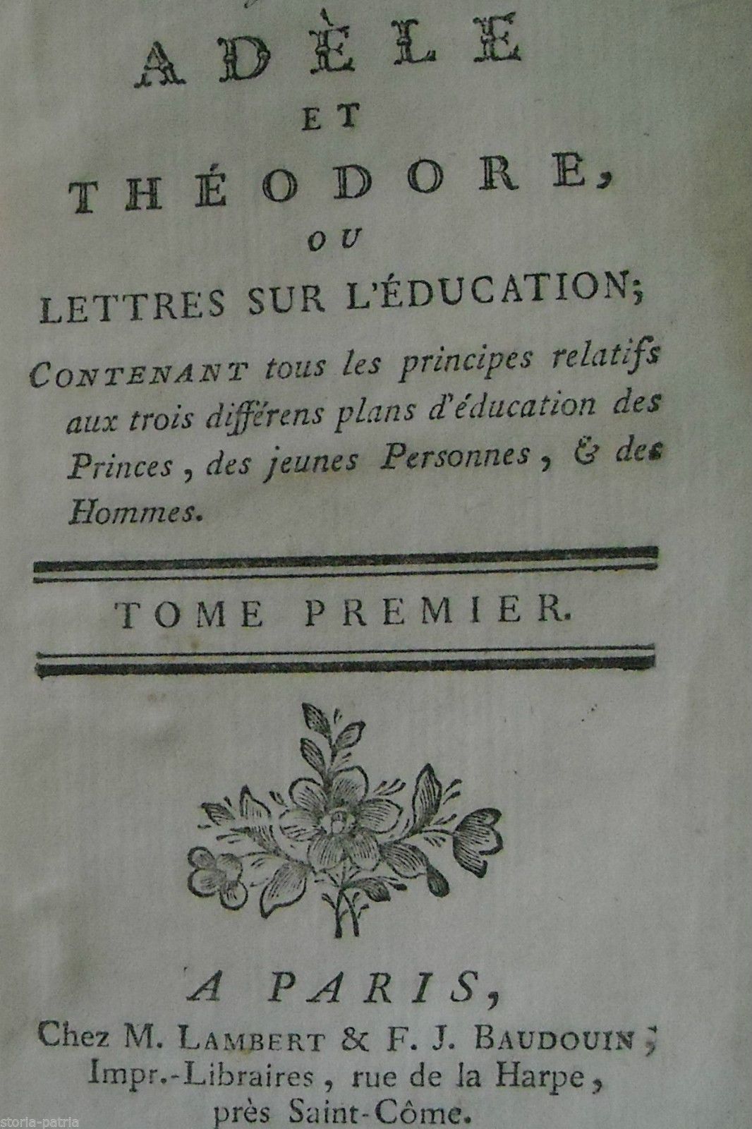 Adele Et Theodore: Educazione Della Nobiltà, 1782. Legatura In Pelle Dorata
