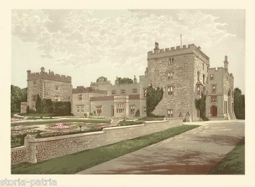 Muncaster Castle. Cromolitografia Originale Dell'Ottocento, Veduta A Colori