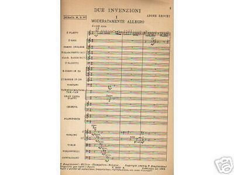 Adone Zecchi: Due Invenzioni Per Orchestra (partitura)