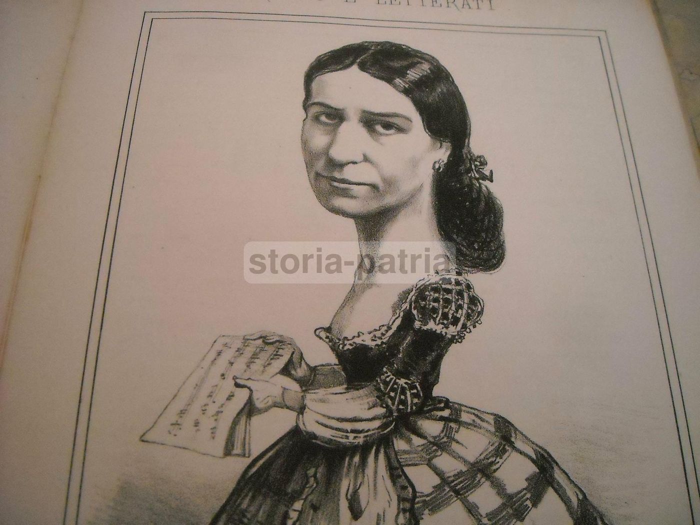 Caricatura Di Barbara Marchisio, Cantante Lirica   Litografia Di Camillo, XIX Secolo