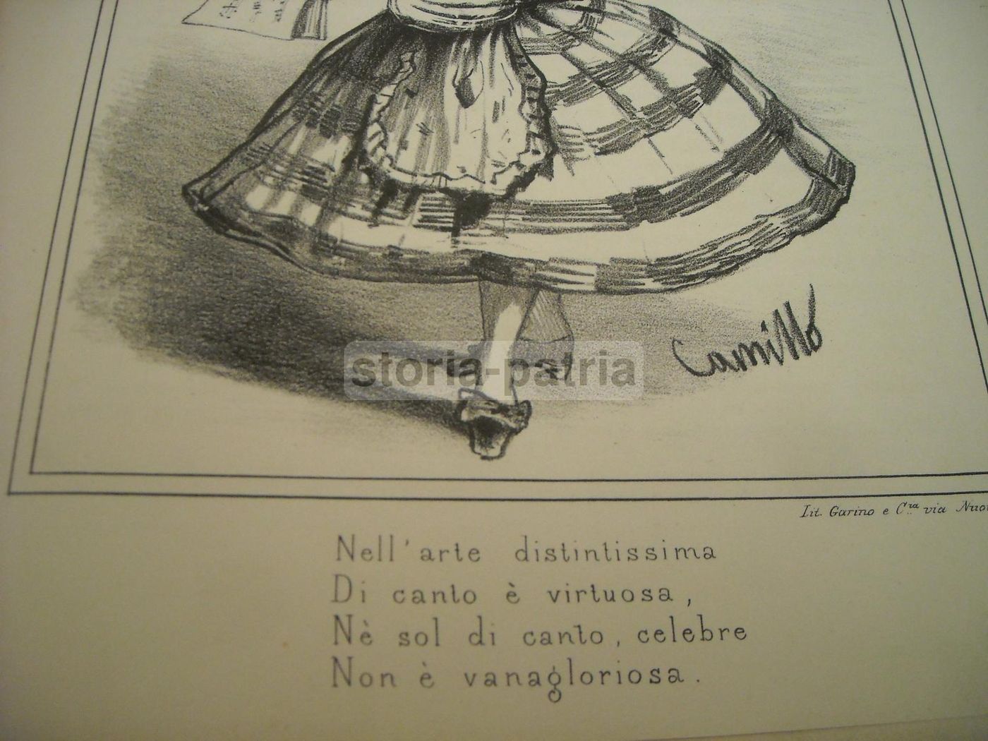 Caricatura Di Barbara Marchisio, Cantante Lirica   Litografia Di Camillo, XIX Secolo