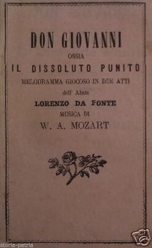 Libretto Don Giovanni Mozart Da Ponte, Italia 1870, Rara Edizione