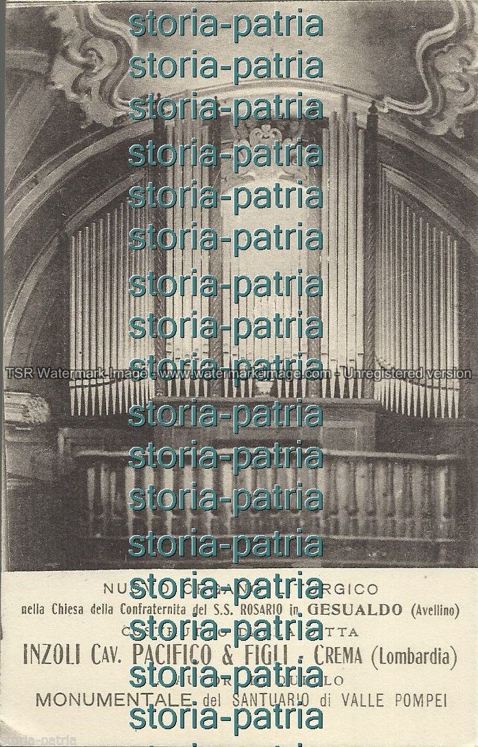 Cartolina Organo Liturgico Inzoli Gesualdo Avellino 1920