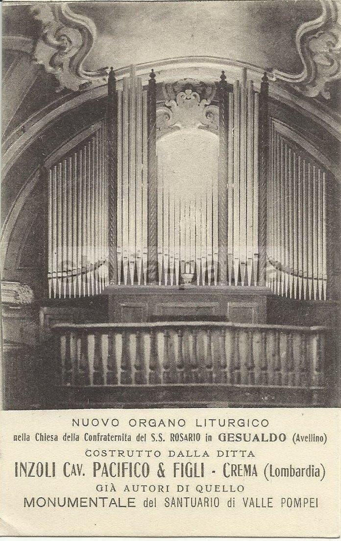 Cartolina Organo Liturgico Inzoli Gesualdo Avellino 1920