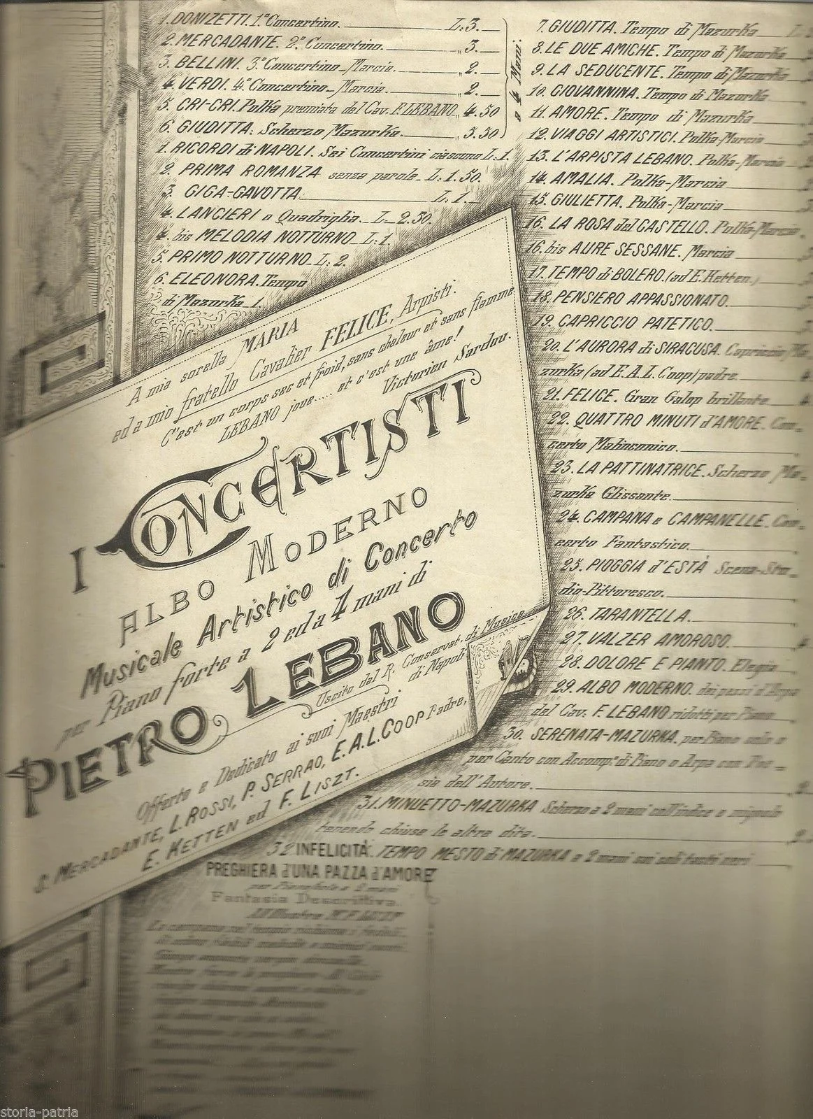 Antique Score, Mazurka Amore, Pietro Lebano, Naples, Late 1800s