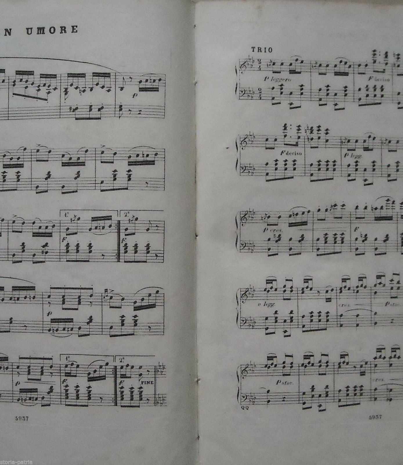 Spartito Antico: Buon Umore, Polka Per Pianoforte Di Antonio Spadina