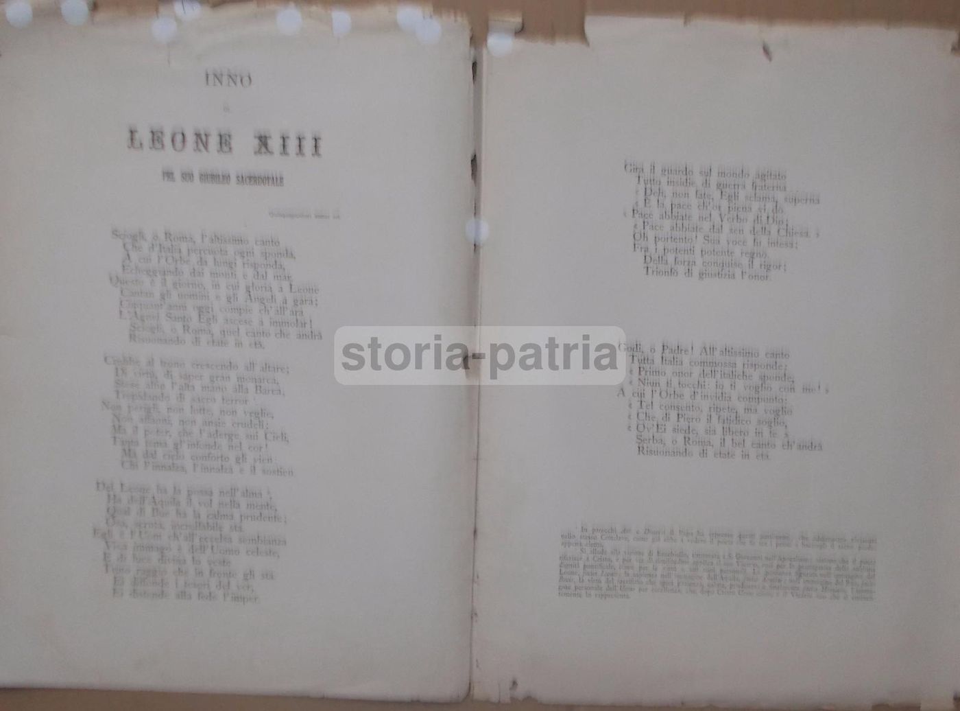 Inno A Leone XIII: Spartito Musicale Di Lanzini E De Franciscis, Fine XIX Secolo