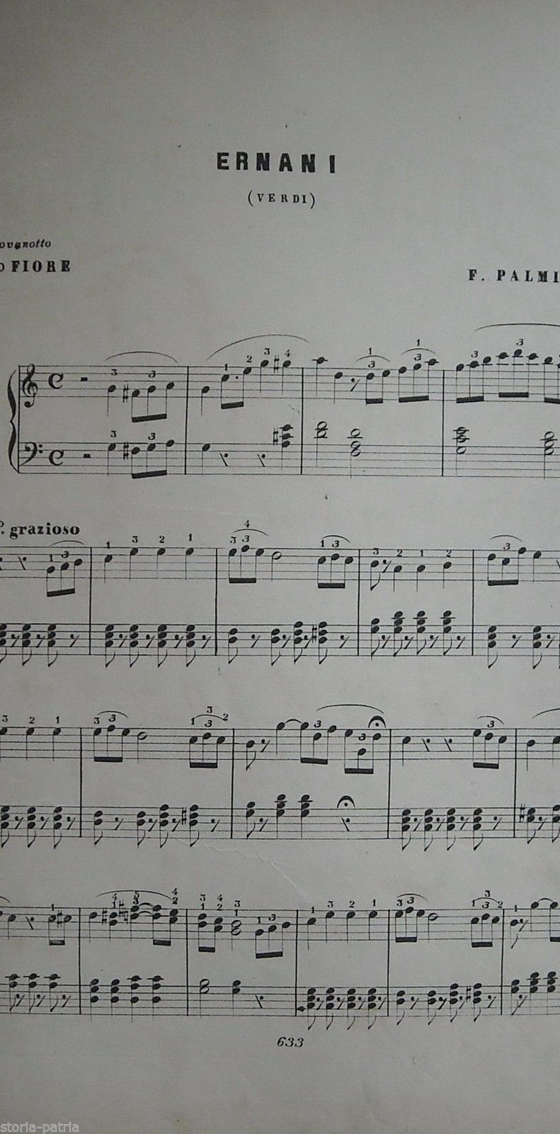 Spartito Antico Ernani, Verdi, Palmieri Napoli, Maddaloni (XIX Secolo)