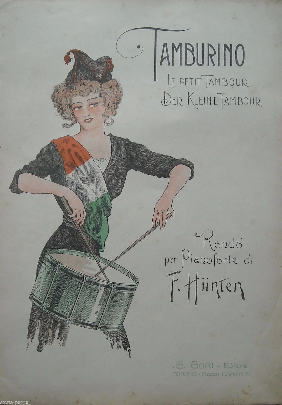 Antique Sheet Music: Il Tamburino, Rondo for Piano by F. Hunten