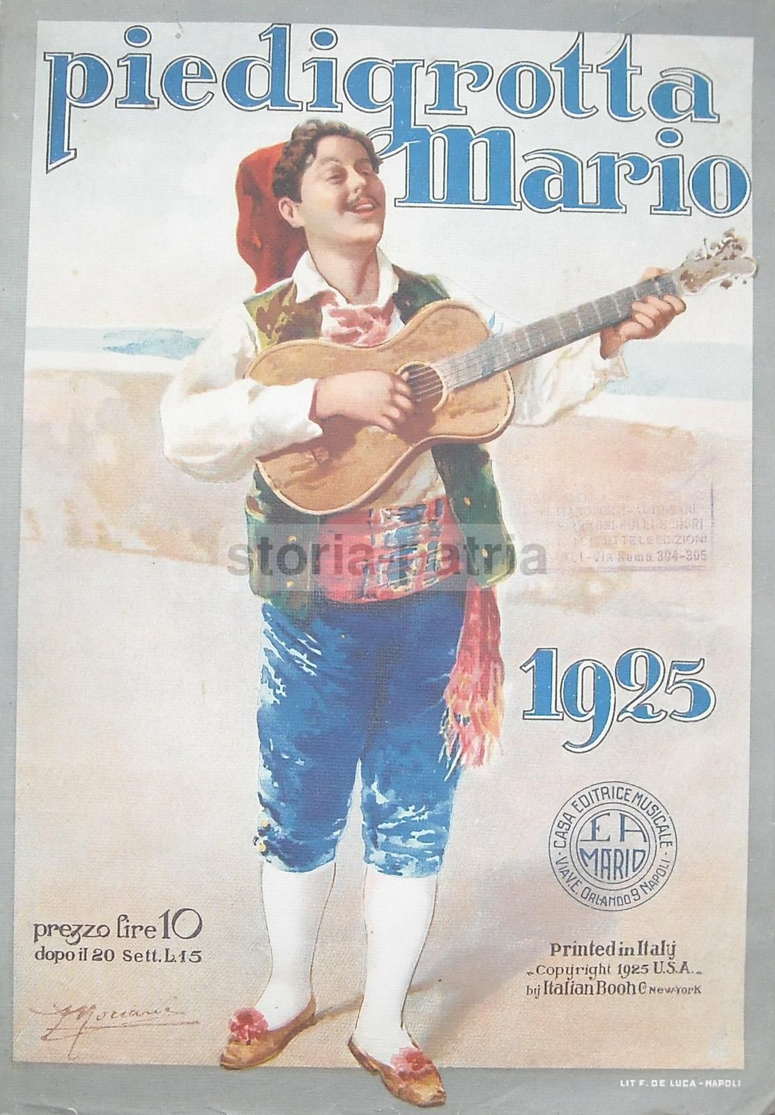 Spartito Musicale Napoletano 1925, Illustrazione Morano, Casa Editrice Mario