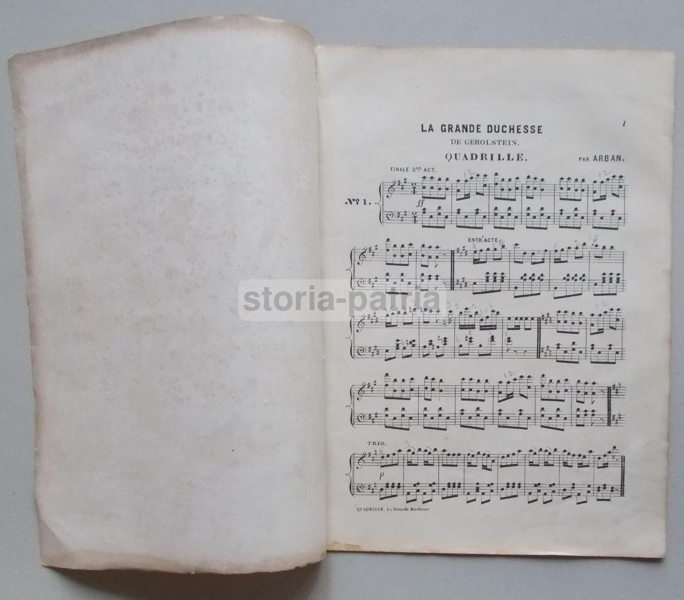 Spartito Musicale Arban: La Grande Duchesse De Gerolstein, Quadrille, Litografia '800