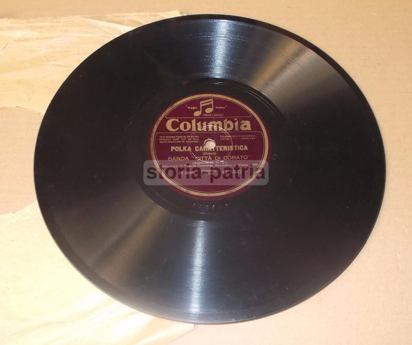 Disco Columbia: Banda "Città Di Corato"   Polka Gidiuli E Mosè Di Rossini