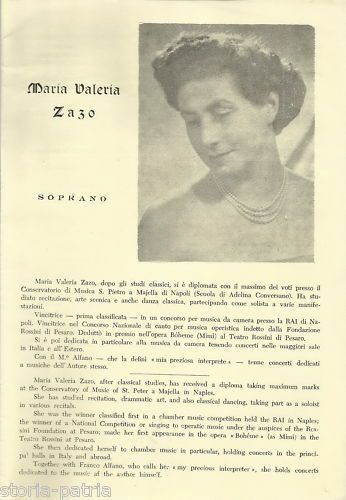 Pieghevole Pubblicitario Soprano Maria Valeria Zazo, Napoli