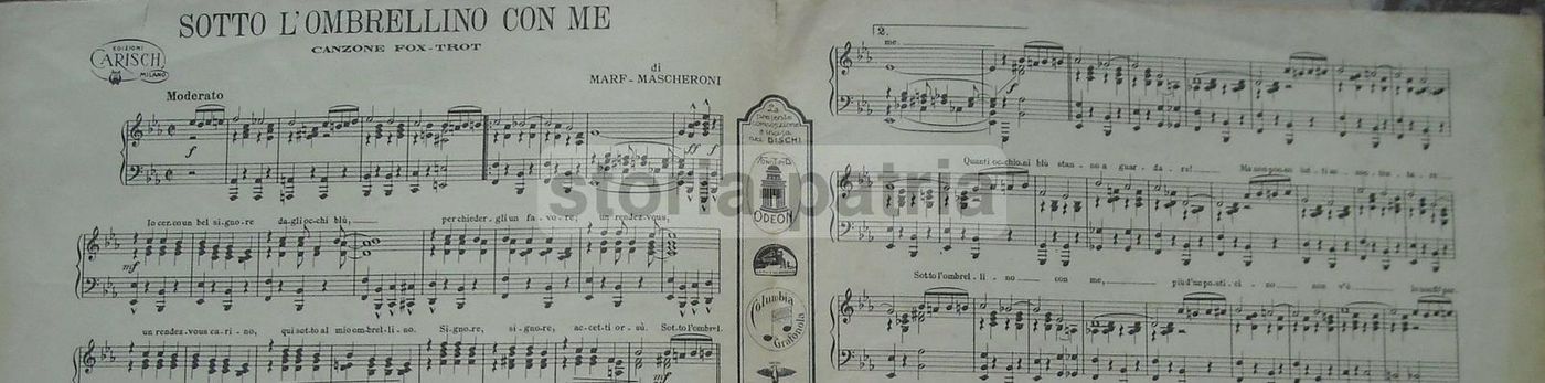 Spartito Sotto L'Ombrellino Con Me: Canzone Fox Trot, 1932. Illustrazione Futurista Di Latis.