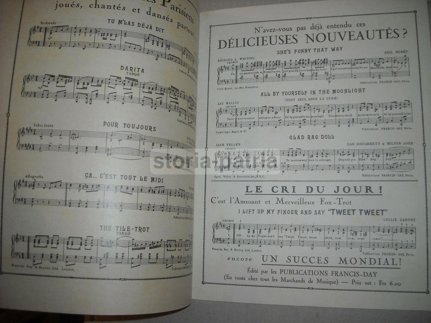 Spartiti Musicali Francis Day 1929: Tango, Jazz E Successi Internazionali