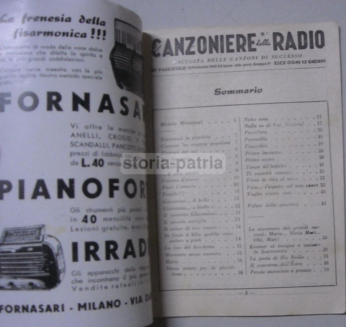Canzoniere Della Radio 1942 Michele Montanari Bari Musica