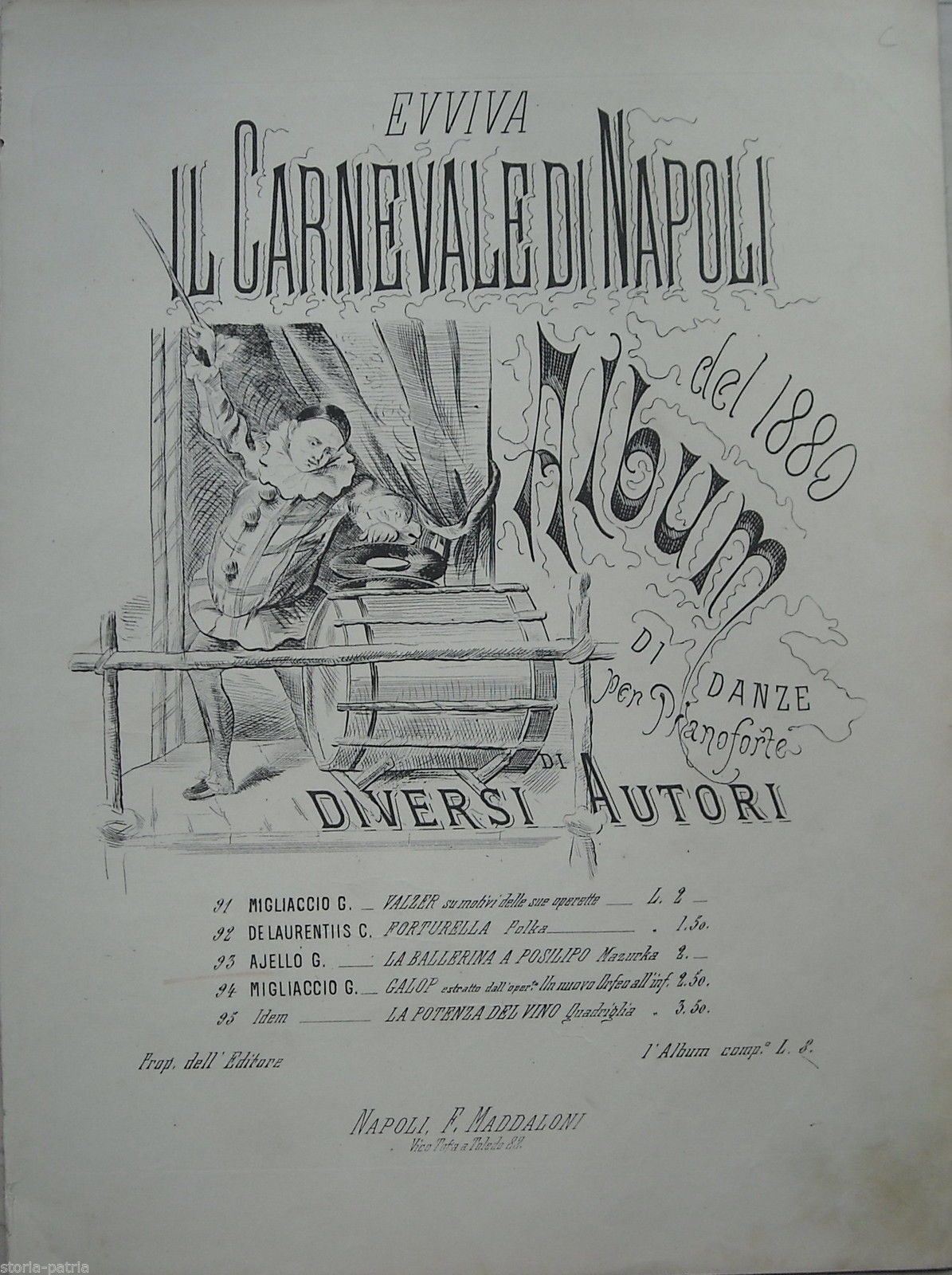 Spartito Mazurka La Ballerina A Posillipo, G. Ajello, Napoli 1880