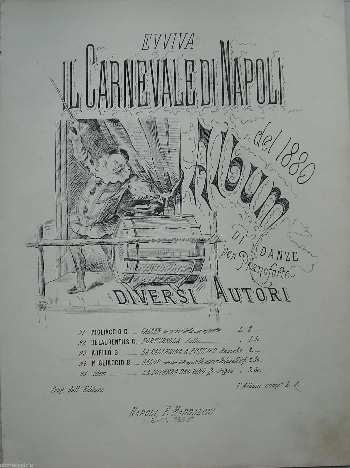 Spartito Mazurka la Ballerina a Posillipo, G. Ajello, Napoli 1880