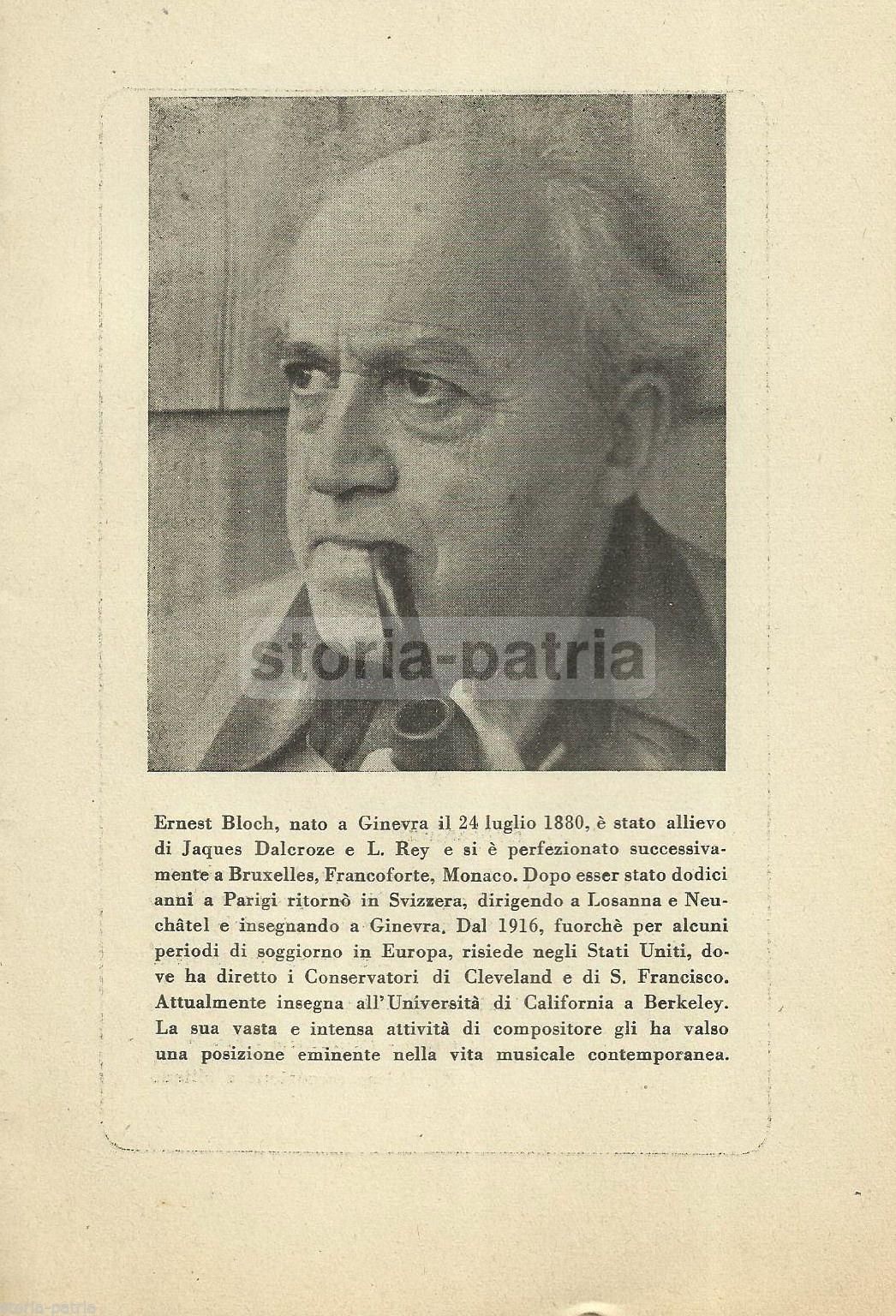 Programma Concerto Ernest Bloch, Teatro Alla Scala, Milano 1949