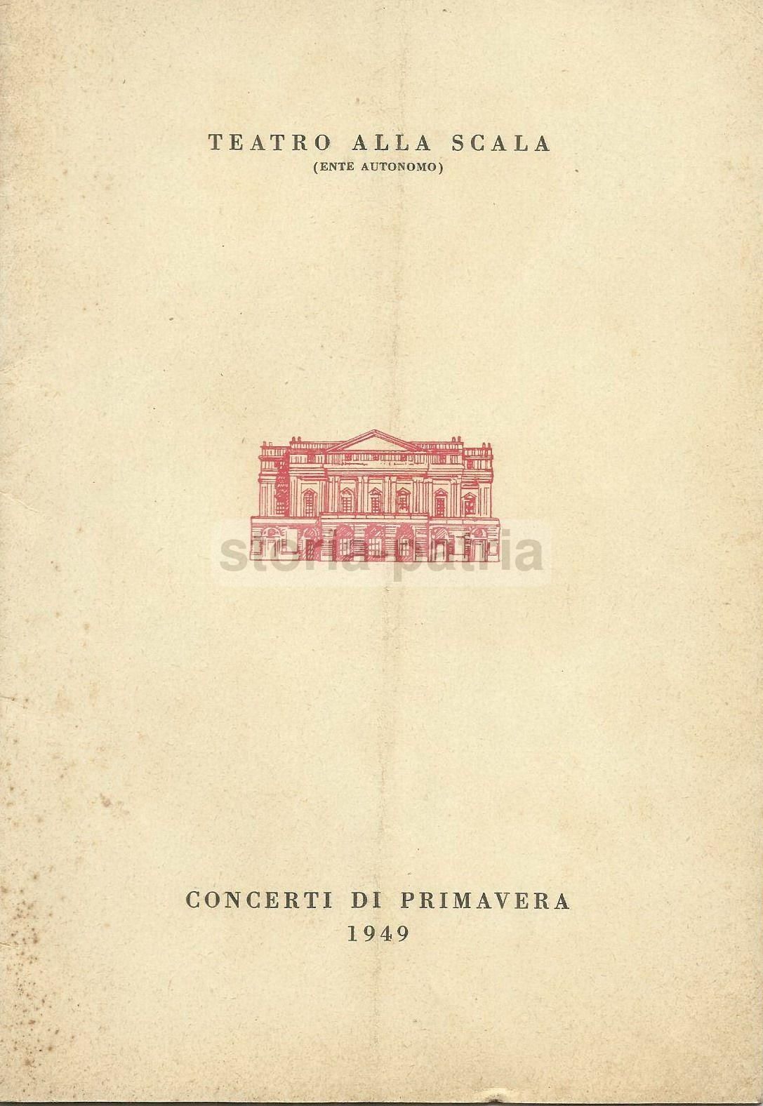 Programma Concerto Ernest Bloch, Teatro Alla Scala, Milano 1949