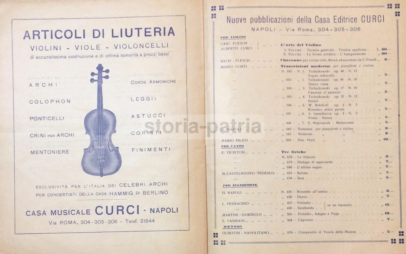 Programma Del Concerto Del Quartetto Pro Arte Di Bruxelles, Napoli, 1931