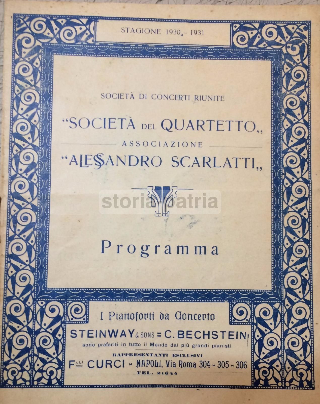 Programma Del Concerto Del Quartetto Pro Arte Di Bruxelles, Napoli, 1931