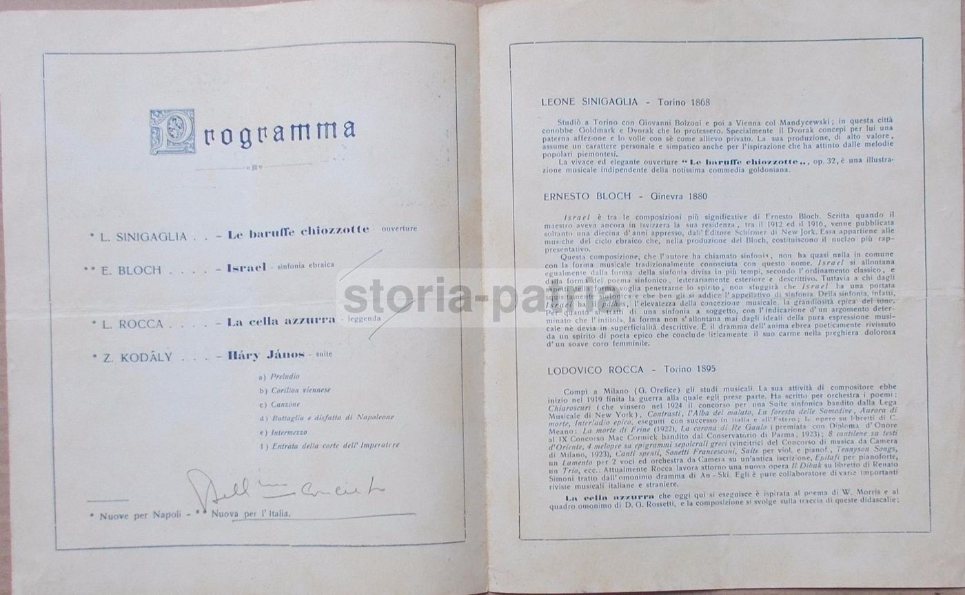 Concerto Sinfonico, Napoli 1929: Sinigaglia, Bloch, Rocca, Kodály