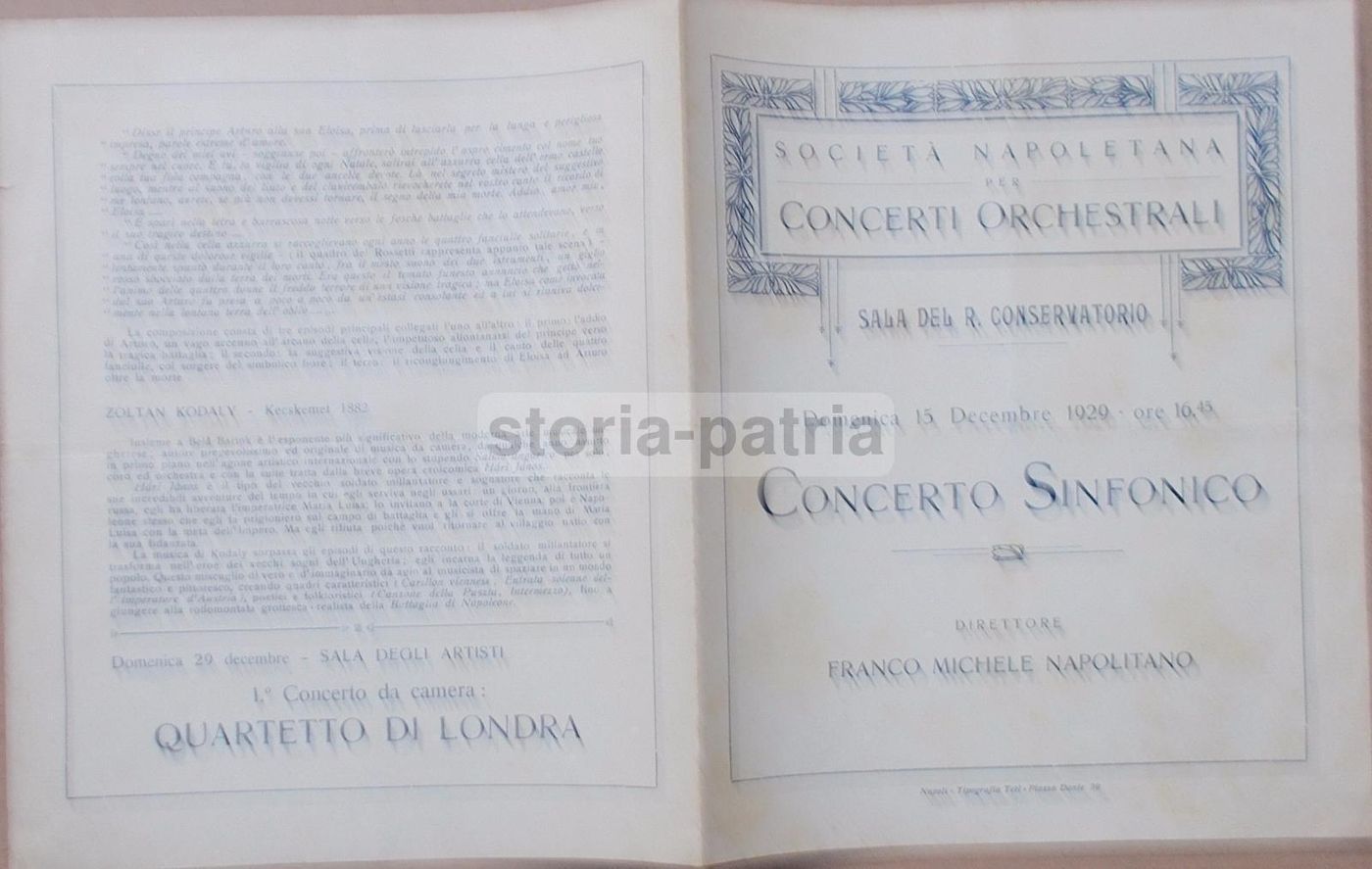 Concerto Sinfonico, Napoli 1929: Sinigaglia, Bloch, Rocca, Kodály