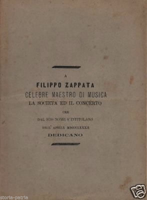 Discorso Per Filippo Zappata Musicista 1882 Comacchio