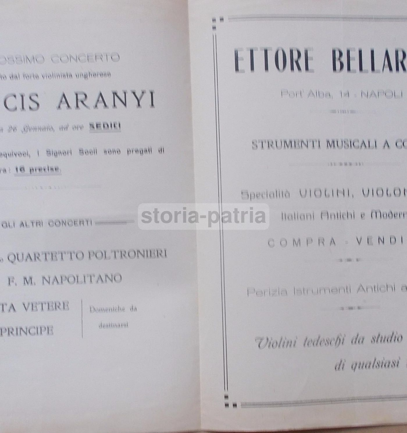 Concerto Vasa Prihoda, Napoli 1930. Volantino E Programma Musicale