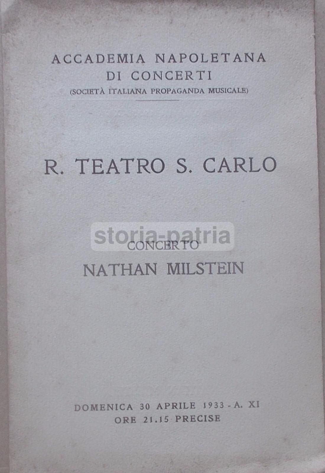 Programma Concerto Nathan Milstein Napoli Teatro San Carlo 1933
