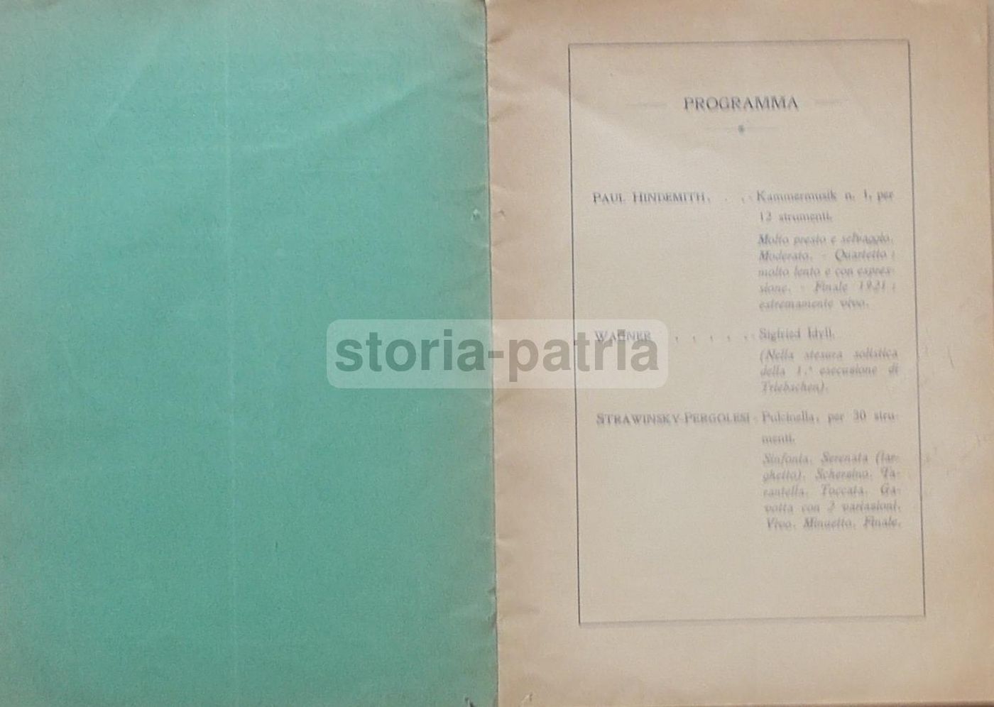 Programma Del Concerto Della Corporazione Delle Nuove Musiche, Napoli 1925