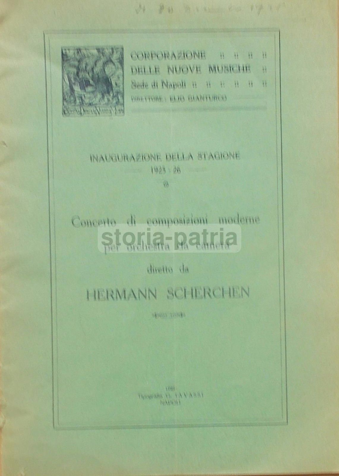 Programma Del Concerto Della Corporazione Delle Nuove Musiche, Napoli 1925