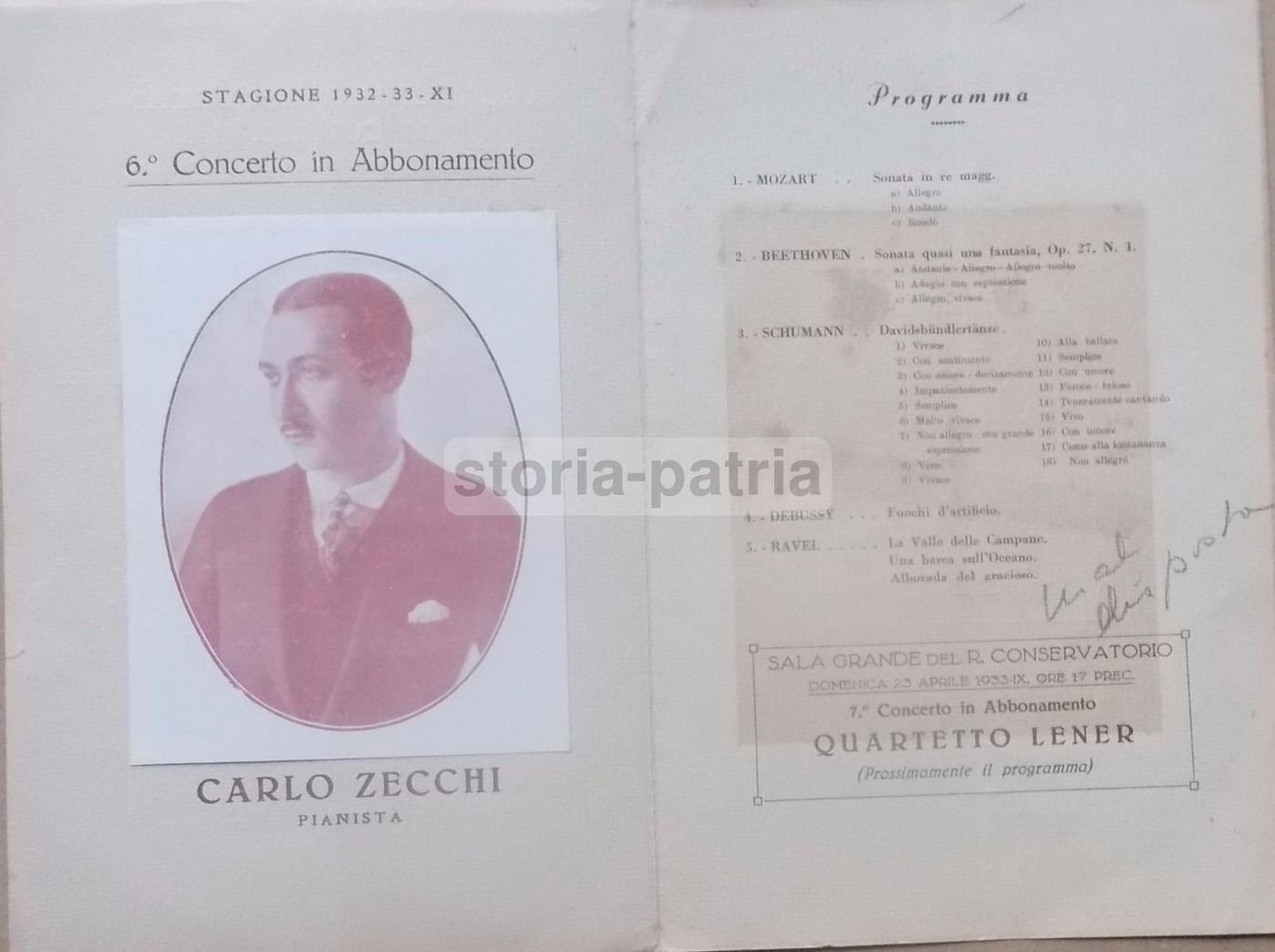 Programma Di Concerto Di Carlo Zecchi, Napoli, 1933