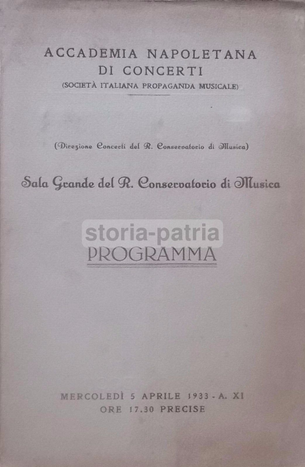 Programma Di Concerto Di Carlo Zecchi, Napoli, 1933