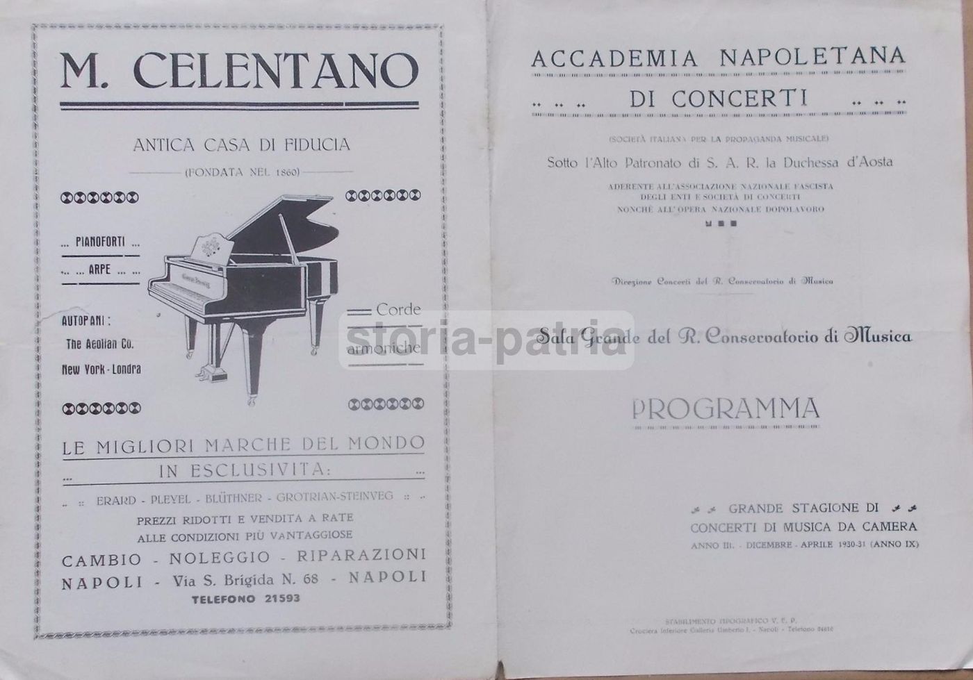 Programma Quartetto Guarneri Napoli 1931, Conservatorio Di Musica