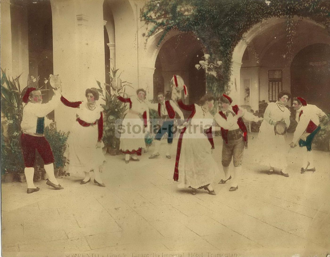Fotografia Tarantella Napoletana Imperial Hotel Sorrento Epoca 1900