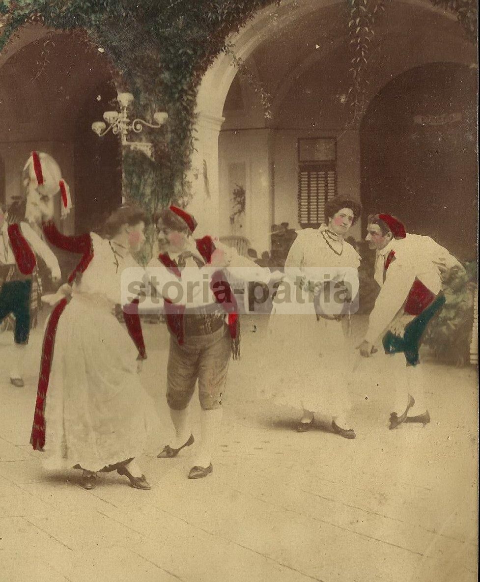 Fotografia Tarantella Napoletana Imperial Hotel Sorrento Epoca 1900