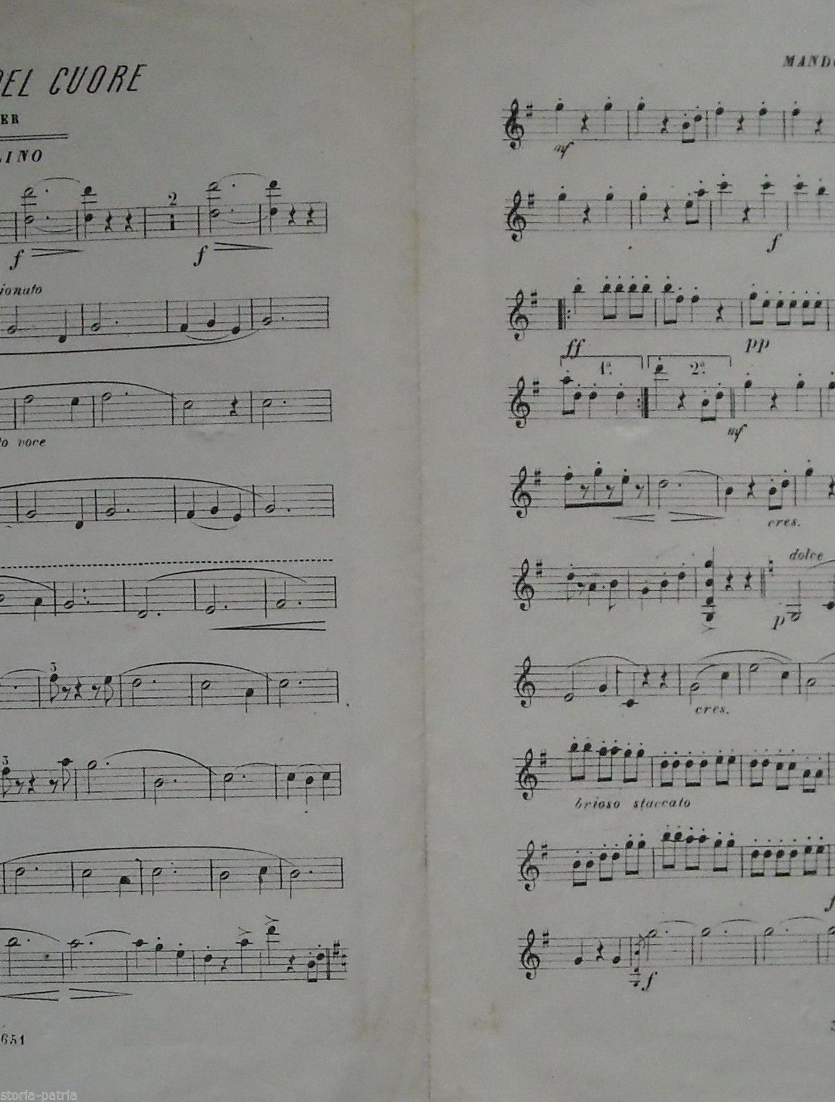 Spartito Agonia Del Cuore, Ersilio Fumi, Valzer Per Mandolino, Venturini