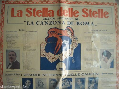 Manifesto La Canzone De Roma, Anni '30, Canzoni In Dialetto Romanesco