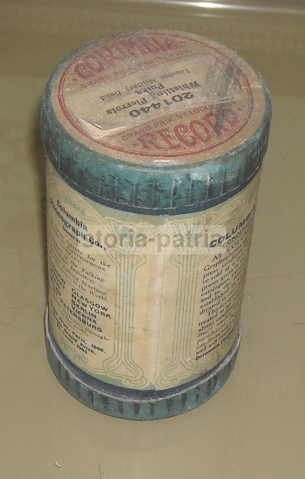 Scatola Pubblicitaria Columbia Phonograph Company, Primi Del Novecento