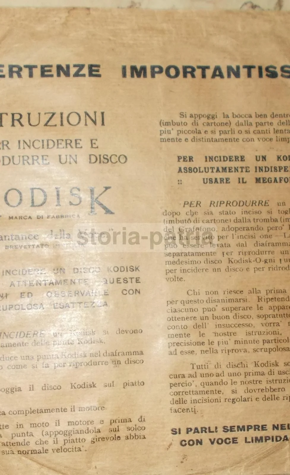 Busta Pubblicitaria Kodisk Columbia Graphophone Primo Novecento