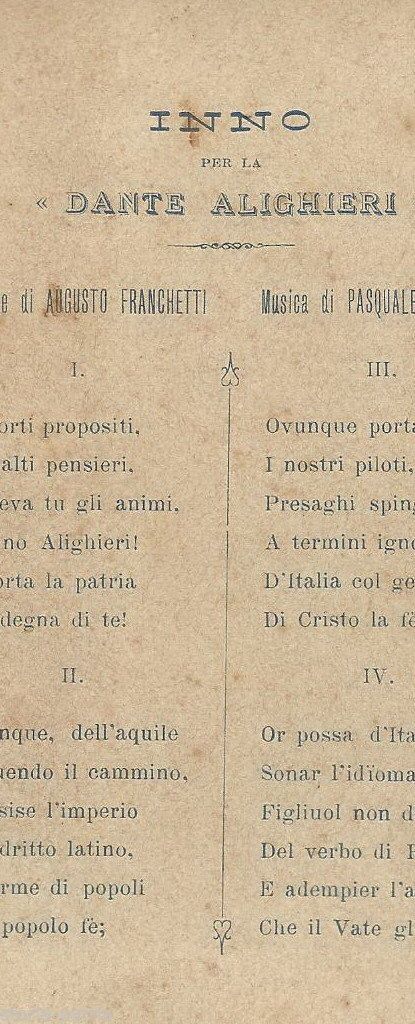 Inno Per La Società Dante Alighieri   Augusto Franchetti E Pasquale Carcasio