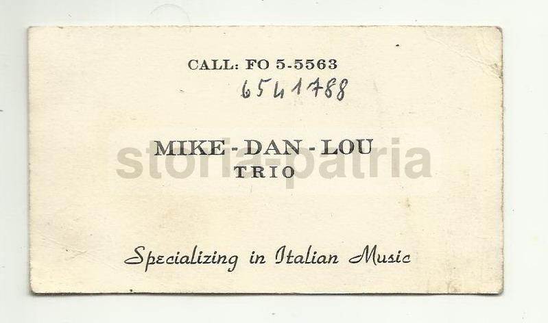 Biglietto Da Visita Del Trio Musicale Mike Dan Lou